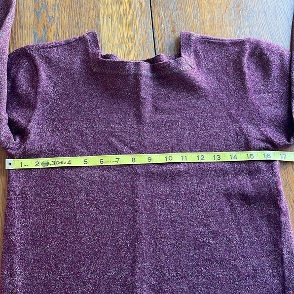 Vintage Laura Johnson for Foxcroft marina wool sweater wine square neck size M - Picture 8 of 11